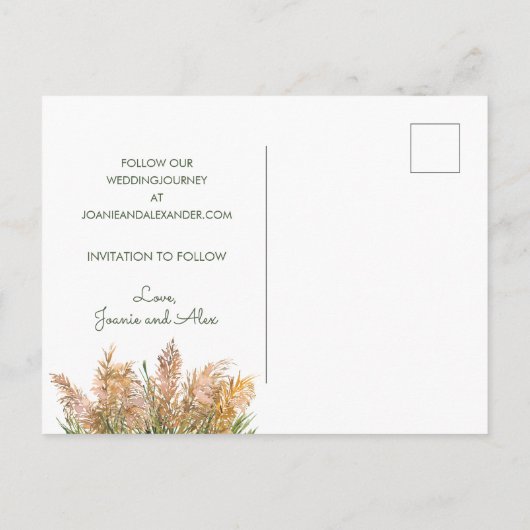 熱帯フローラパンパスグラスウェディング 案内ポストカード (裏面)