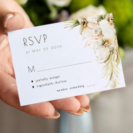 熱帯フローラパンパスグラスエレガントな結婚式RSVP ノートカード