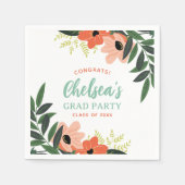 熱帯フローラパーソナライズされたグラードパーティー スタンダードカクテルナプキン (正面)