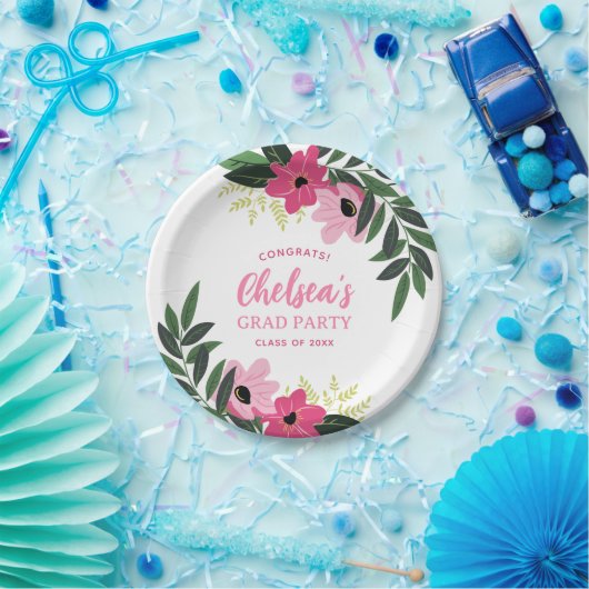 熱帯フローラパーソナライズされたグラードパーティー ペーパープレート (パーティー)