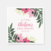 熱帯フローラパーソナライズされたベビーシャワー スタンダードカクテルナプキン (正面)