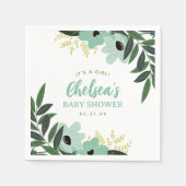 熱帯フローラパーソナライズされたベビーシャワー スタンダードカクテルナプキン (正面)