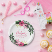 熱帯フローラパーソナライズされたベビーシャワー ペーパープレート (パーティー)