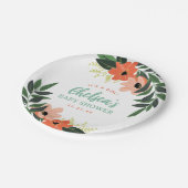 熱帯フローラパーソナライズされたベビーシャワー ペーパープレート (アングル)