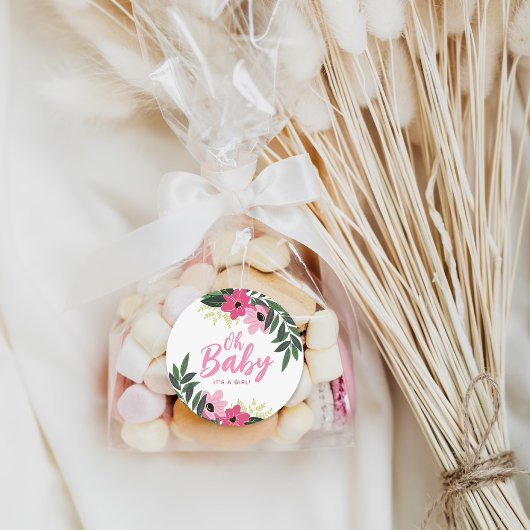 熱帯フローラパーソナライズされたベビーシャワー ラウンドシール