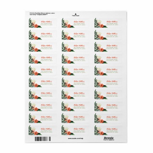 熱帯フローラパーソナライズされた差出人住所 ラベル (フルシート)