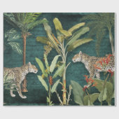 熱帯フローラヒョウティール(緑がかった色)の葉のデコページ ラッピングペーパー (フラット)