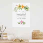 熱帯フローラビーチお祝いの歓迎 ポスター (キッチン)