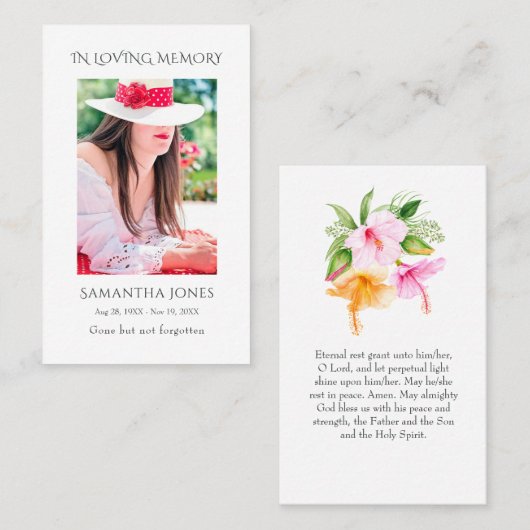 熱帯フローラビーチお祝いオブ・ライフ祈りの言葉 名刺 (正面/裏面)