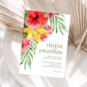 熱帯フローラビーチカラフル目的地の結婚式 招待状