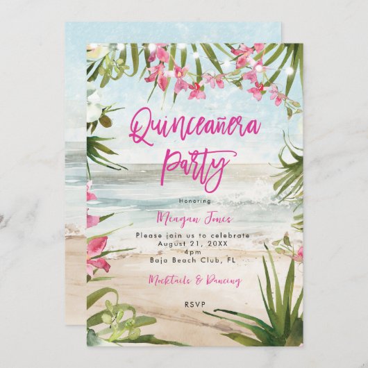 熱帯フローラビーチキンセアニェラパーティー 招待状 (正面/裏面)