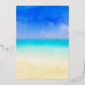 熱帯フローラビーチゴールドフォイル結婚ズ 箔招待状 (裏面)