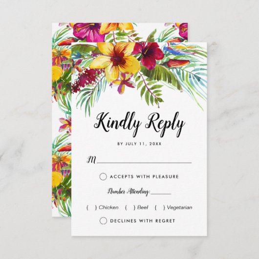 熱帯フローラビーチフード結婚チョイス 出欠カード (正面/裏面)