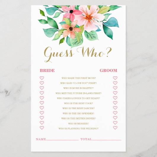 熱帯フローラビーチブライダルシャワーゲーム チラシ (正面)