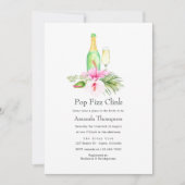 熱帯フローラビーチポップ・アートのフィズンリンクブライダルシャワー 招待状 (正面)