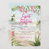 熱帯フローラビーチ甘い16パーティー 招待状 (正面/裏面)