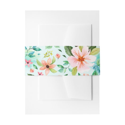 熱帯フローラビーチ結婚式招待腹部の禁止 招待状ベリーバンド (正面例)