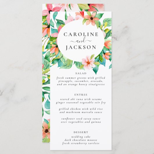 熱帯フローラビーチ結婚式 メニュー (正面/裏面)