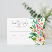 熱帯フローラビーチ結婚式RSVPカード 出欠カード (スタンド正面)
