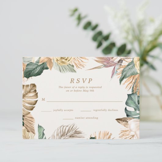 熱帯フローラビーチ行先結婚式 出欠カード (スタンド正面)