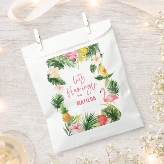 熱帯フローラピンクイエロフラミンゴスタイリッシュ フェイバーバッグ (クリップ留めされた状態)