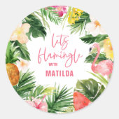 熱帯フローラピンクイエロフラミンゴスタイリッシュ ラウンドシール (正面)