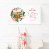 熱帯フローラピンクイエロフラミンゴスタイリッシュ 横断幕 (インサイチュ)