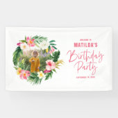 熱帯フローラピンクイエロフラミンゴスタイリッシュ 横断幕 (横)