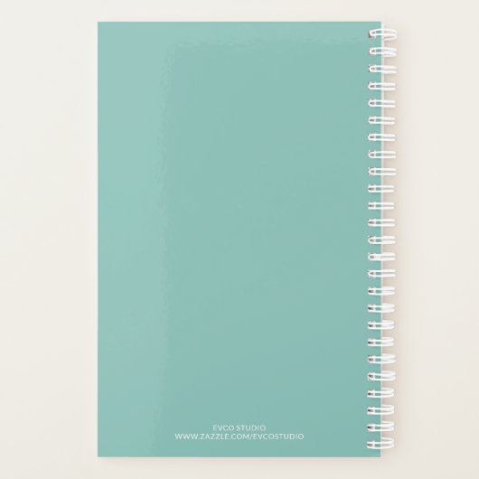 熱帯フローラピンクティール（緑がかった色）パーソナライズされた名 プランナー手帳 (裏面)