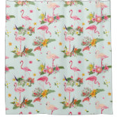 熱帯フローラピンクフラミンゴスシャワーカーテン シャワーカーテン (正面)