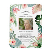 熱帯フローラピンクライフお祝い写真 マグネット (縦)