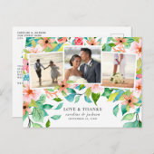 熱帯フローラフォトコラージュ結婚の感謝 ポストカード (正面/裏面)