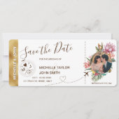 熱帯フローラフォトボーディングパス世界地図 招待状 (正面)