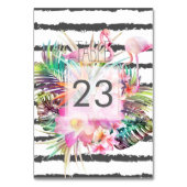 熱帯フローラフストライプラミンゴ結婚スデザイン テーブルナンバー (正面)