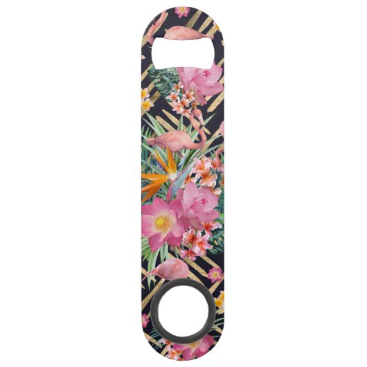 熱帯フローラフラミンと金ゴールドストローク スピード栓抜き (正面)