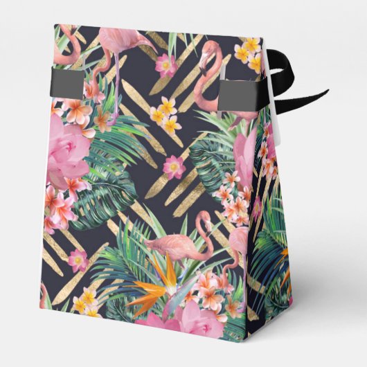 熱帯フローラフラミンゴと金ゴールドストローク フェイバーボックス (裏面サイド)