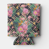 熱帯フローラフラミンゴと金ゴールドストローク 缶クーラー (正面)