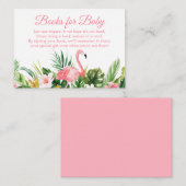 熱帯フローラフラミンゴの赤ちゃんシャワー用の本 エンクロージャーカード (正面/裏面)