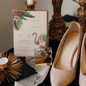 熱帯フローラフラミンゴアイボリーブライダルシャワー金ゴールド 箔招待状