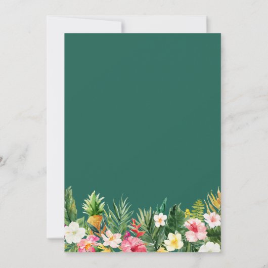 熱帯フローラフラミンゴサマールアウ（ハワイ式宴会）結婚ズ 招待状 (裏面)