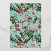 熱帯フローラフラミンゴブライダルシャワー金ゴールド 箔招待状 (裏面)