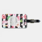 熱帯フローラフラミンゴブラックストライプシズモノグラム ラゲッジタグ (裏面横)