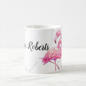 熱帯フローラフラミンゴ幾何学模様  コーヒーマグカップ (中央)