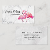 熱帯フローラフラミンゴ幾何学模様 名刺 (正面/裏面)