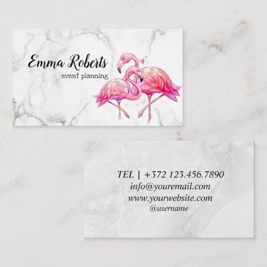 熱帯フローラフラミンゴ幾何学模様 名刺 (正面/裏面)