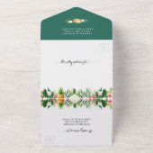 熱帯フローラフラミンゴ幾何結婚夏 オールインワン招待状 (外側)