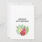 熱帯フローラフラミンゴ蝶30歳の誕生日 招待状 (裏面)