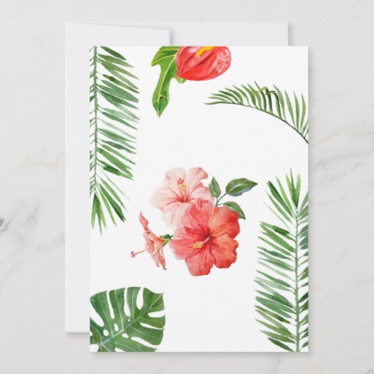 熱帯フローラフレームウォーター色ベビーブランチ 招待状 (裏面)