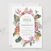 熱帯フローラフレームブライダルシャワー招待 招待状 (正面)