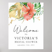 熱帯フローラブライダルシャワーウェルカムサイン ポスター (正面)